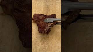 T-bone steak at snow forest #asmr