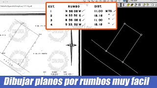 Vectorizar planos por rumbos y distancia en 15 segundos/Planos de rumbos llevar a DWG muy fácil.