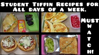 6 दिन के 6 आसान और स्वादिष्ट टिफिन । 6 day lunch box recipes |