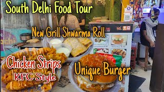 All in One Shop Grill Shwarma Roll, Shwarma Burger, Kfc Style Chicken Strips South Delhi Food Tour