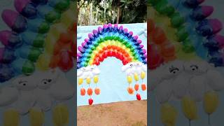 "DIY Rainbow Wall Hanging By Pista Shell" #diypistashellcraftideas #pistachioshellcraft #wallhanging