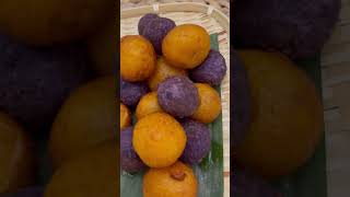 Taro donut balls and pumpkin donut balls 😋#tarodonutballs