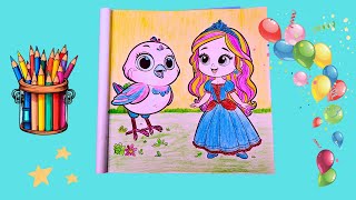 Fun Coloring | Coloring Tutorial For Kids  | How to Color Princess Coloring Page  #coloringforkids