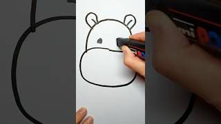 Drawing a Cute Hippo but the Marker is Huge!!!