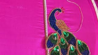 3D peacock Aari work