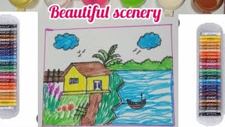 easy river scenery drawing✍️//beautiful scenery drawing।। scenery art🎨// #scenery #scenerysketch