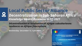 Décentralisation et localisation en Afrique subsaharienne: Sénégal (Médoune Gueye)