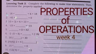 TAGALOG: PROPERTIES OF OPERATIONS - GRADE 7(Math) - WEEK 4  | learning TASK