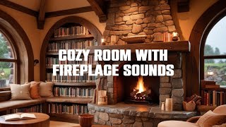 Rainy Day in the Forest, Cozy Room with Crackling Fireplace | Rain & Fireplace Sounds