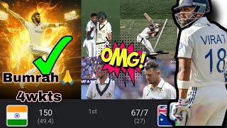 ind vs aus BGT 2024 1st test DAY 1 highlights | ind vs aus test | BGT 2024♥️🤯🤯✅❌👑👑