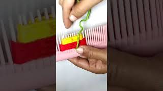 Super Easy Woolen Flower Making Trick -Using Hair Comb -Hand Embroidery Amazing Flower Design