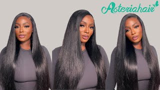 SIDE PART BUSS DOWN | SILKY STRAIGHT HAIR WITH THE THINNEST HD LACE EVER!😍FT ASTERIA HAIR