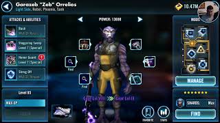 Star Wars Galaxy of Heroes Artist of War Event No Zetas Gear 8+