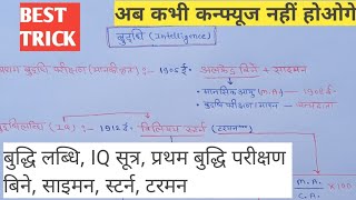 REET PSYCHOLOGY प्रथम बुद्धि परीक्षण/बुद्धि लब्धि/स्टर्न/टरमन/बिने/साइमन