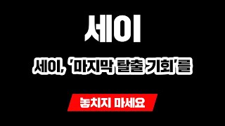 "세이, '마지막 탈출 기회'를 놓치지 마세요"