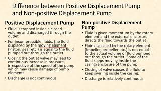 Difference between positive and non positive displacement pump