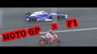 Moto GP vs Formula 1 Indy Race Car.