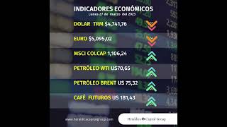 Indicadores económicos para el día lunes 27 de marzo de 2023, en Colombia.