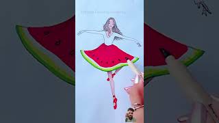 Watermelon 🍉 dress paint art #art #paintng #shortvideo