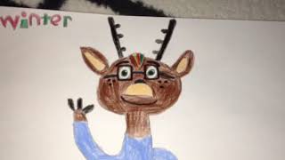 Winter the Christmas Festive Reindeer Character Drawing That I Made!