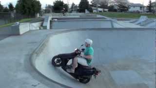 moped crash at skatepark