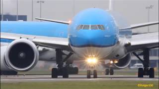 KLM Boeing 777-300ER departing RW18L at schiphol airport