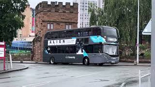 Buses at Coventry pool meadow August24.  A very grey day