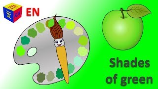 Learn colors for toddlers kids children. Magic paintbrush and shades of green. Coloring cartoon