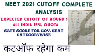 NEET 2021 CUTOFF Complete Analysis|NEET 2021 AIQ ROUND 1 EXPECTED CUTOFF| NEET 2021 CUTOFF|Neet 2021