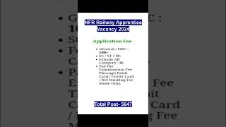 NFR Railway Apprentice Vacancy 2024#Railway Apprentice Notification 2024#jobsearch# applyonline