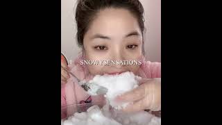 EATING CRUNCHY CRUSHED WHITE ICE BITES #iceeating #iceeatingasmr #iceeatingonlybites #squeakyice