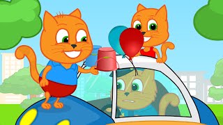 Familia de Gatos - Sirena de policia Dibujos Animados Para Niños