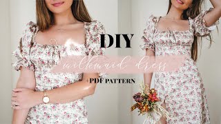 DIY Milkmaid Dress with Puff Sleeves | Olivia Dress Sewing Tutorial +PDF pattern