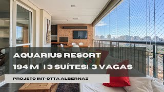 Tour Apartamento Aquarius Resort,  projeto Otta Albernaz, 194 m², São José dos Campos