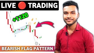 Live Trading on Bearish Flag chart pattern profit+120 | Option trading By Ranjit Karmakar