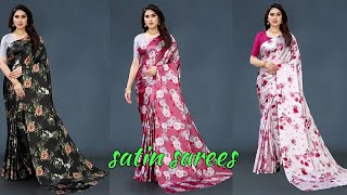 💞printed daily wear satin silk sarees collection💞 latest satin silk sarees online shopping 2