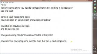 Headphone Not Working in windows 8.1 (FIX)