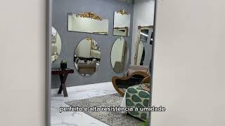 Espelho Design Decorativo Retangular Arredondado com Moldura Prata