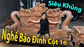 Bộ Ghế Gỗ Hương - Bộ Ghế Nghê Bảo Đỉnh Cột 16 Gỗ Hương - Siêu Khủng | Đồ Gỗ Bảo Lộc