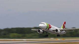 Very close take-off of an A319-100 TAP Portugal from Zurich