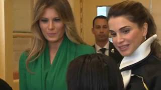 Melania Trump, Queen Rania visit D C  school