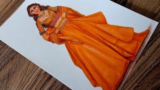 Fashion Illustration#49 Kashida embroidery Indianwear Illustration | Tarun Tahiliani