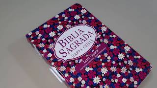 Bíblia Sagrada | capa florida | Harpa Crista | letra Gigante