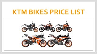 KTM Bikes Price List