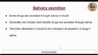 Excretion of drugs: Pharmacokinetics || Pharmacology