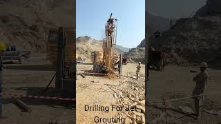 Drilling for Jet Grouting | Curtain Grouting for Seepage Control #mohmanddam #cofferdam #hydropower