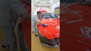 Audi A6 Getting Ready For Red Gloss Wrap #ppf #shortsindia #trending  #shortsvideo #wrapping #audi