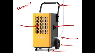 TURBRO 25 gallons Commercial Dehumidifier with Pump& Drain Hose, for Large Spaces up to 7,500 Sq. Ft