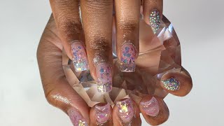 Watch Me Do My Acrylic Full Set | Iridescent Nails | How To Make Glitter Acrylic