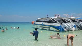 Boat line up at Bamboo Island@Thailand Video Clips